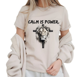 Calm is Power – Youth Jesus Tee with Lion Design